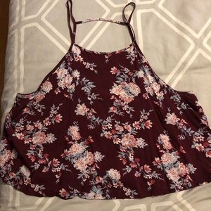 Forever 21 Maroon Floral Crop Top